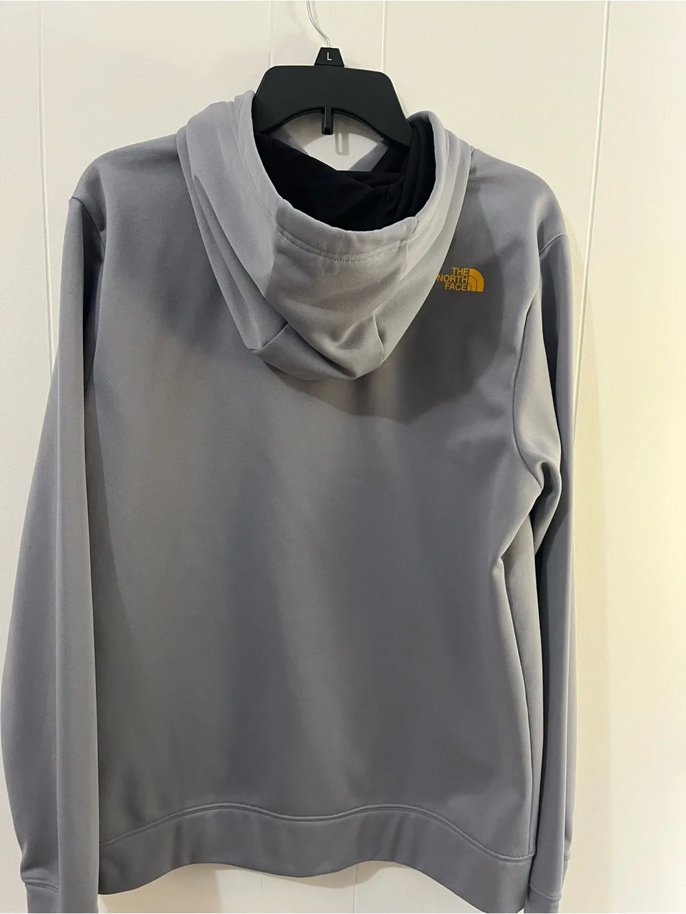 The North Face Men's Gray Hoodie with Yellow Logo